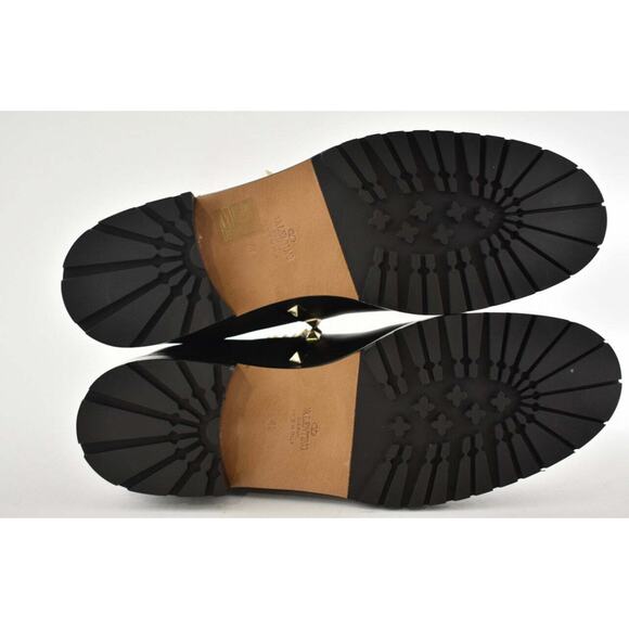 Valentino Rockstud Chelsea 20mm Black Leather Stud Heel Short Ankle Flat Boot 41 - Picture 12 of 12